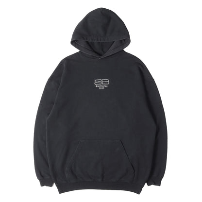 22AW ウォッシュ加工 BBロゴ ラインストーン スウェット パーカー