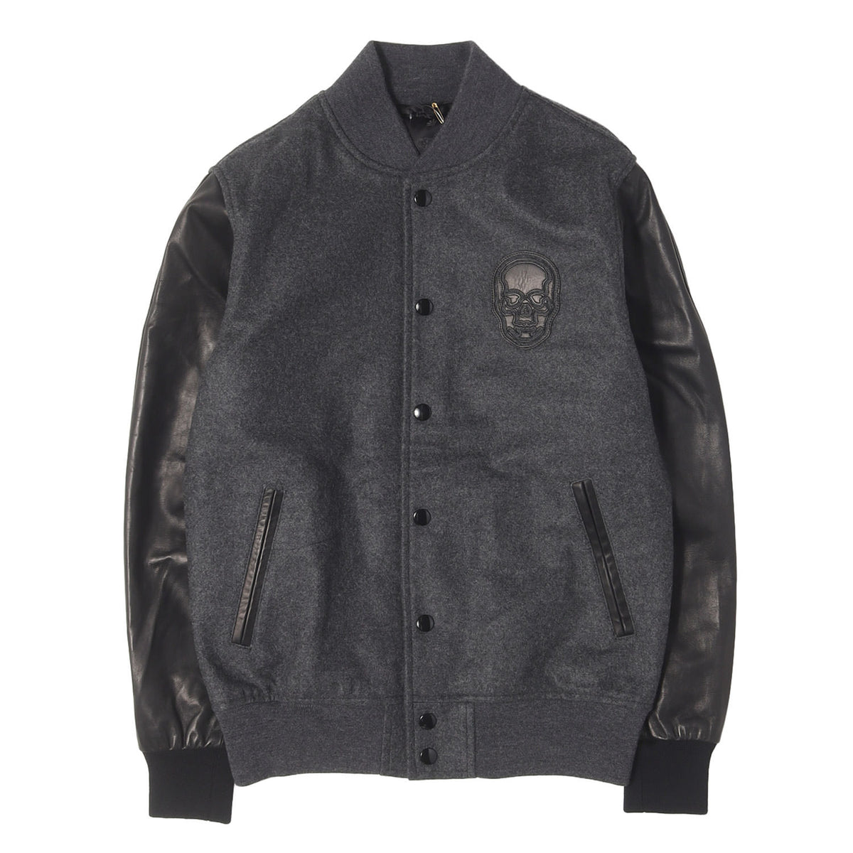 レザースカルワッペン カシミヤ スタジャン (SKULL STADIUM JUMPER)