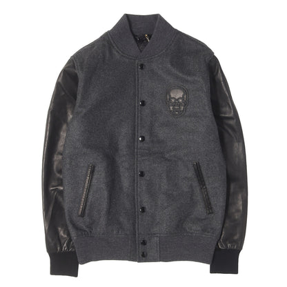 レザースカルワッペン カシミヤ スタジャン (SKULL STADIUM JUMPER)