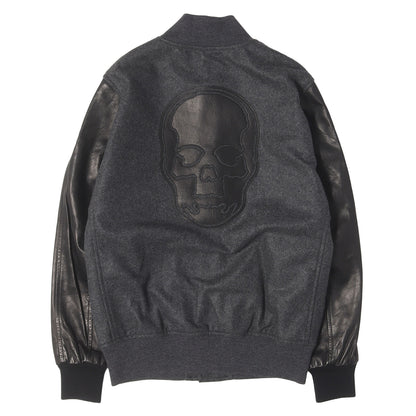 レザースカルワッペン カシミヤ スタジャン (SKULL STADIUM JUMPER)
