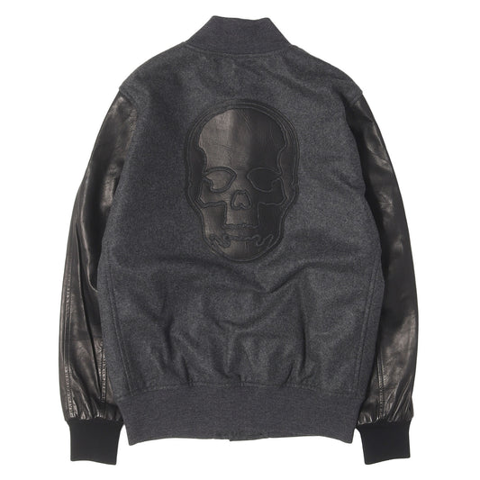 レザースカルワッペン カシミヤ スタジャン (SKULL STADIUM JUMPER)