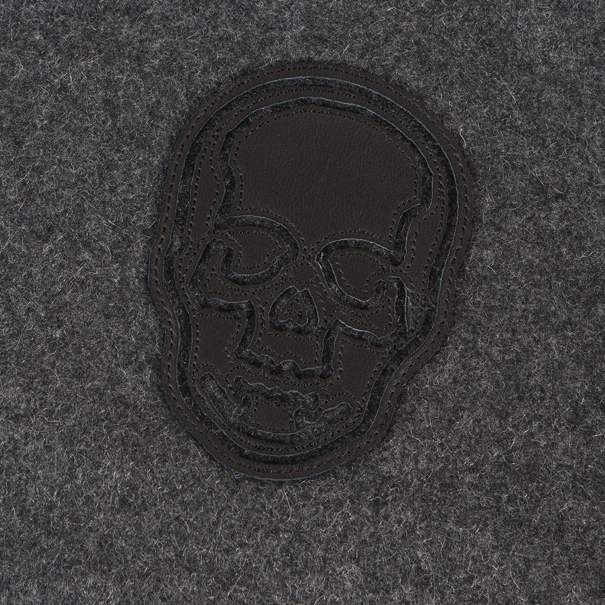 レザースカルワッペン カシミヤ スタジャン (SKULL STADIUM JUMPER)