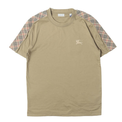 26SS 現行タグ ホースマーク刺繍 チェック切替スリーブ Tシャツ (Check Trim Cotton T-shirt)