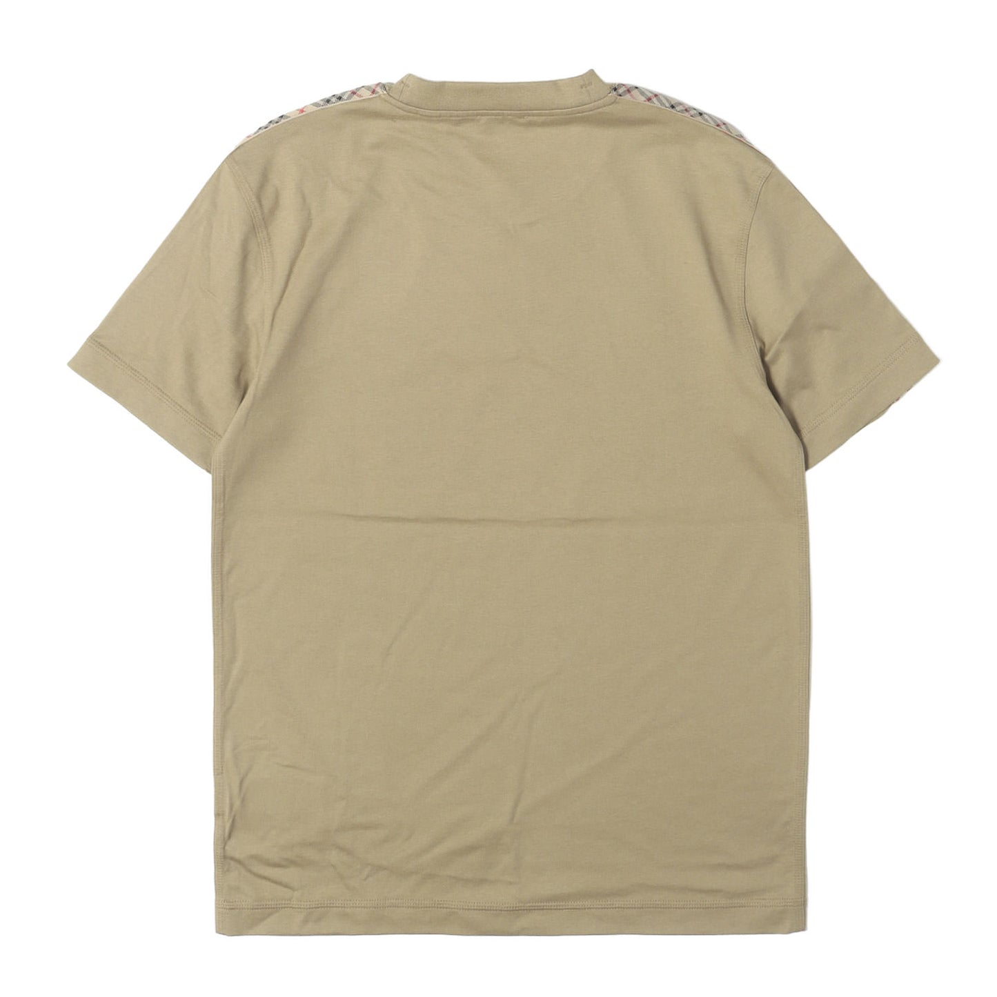 26SS 現行タグ ホースマーク刺繍 チェック切替スリーブ Tシャツ (Check Trim Cotton T-shirt)