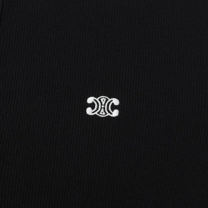 現行モデル ワンポイント トリオンフ刺繍 ヘンリーネック カットソー (long sleeved t-shirt IN RIBBED COTTON JERSEY)