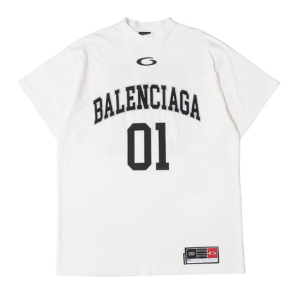 24SS モックネック ロゴ刺繍 Tシャツ (BASKETBALL SERIES OVERSIZED MOCK NECK T-SHIRT)