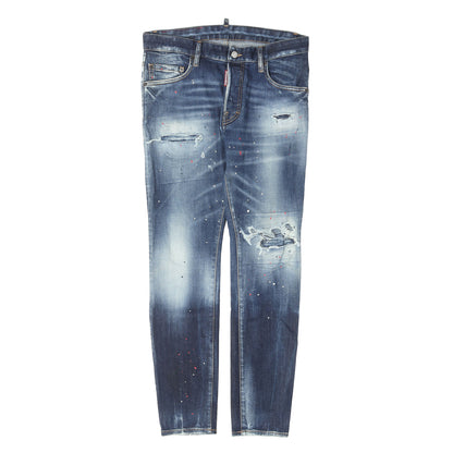 23SS クラッシュリペア ブリーチペイント加工 ストレッチ デニム スキニーパンツ (Super Twinky Jean)
