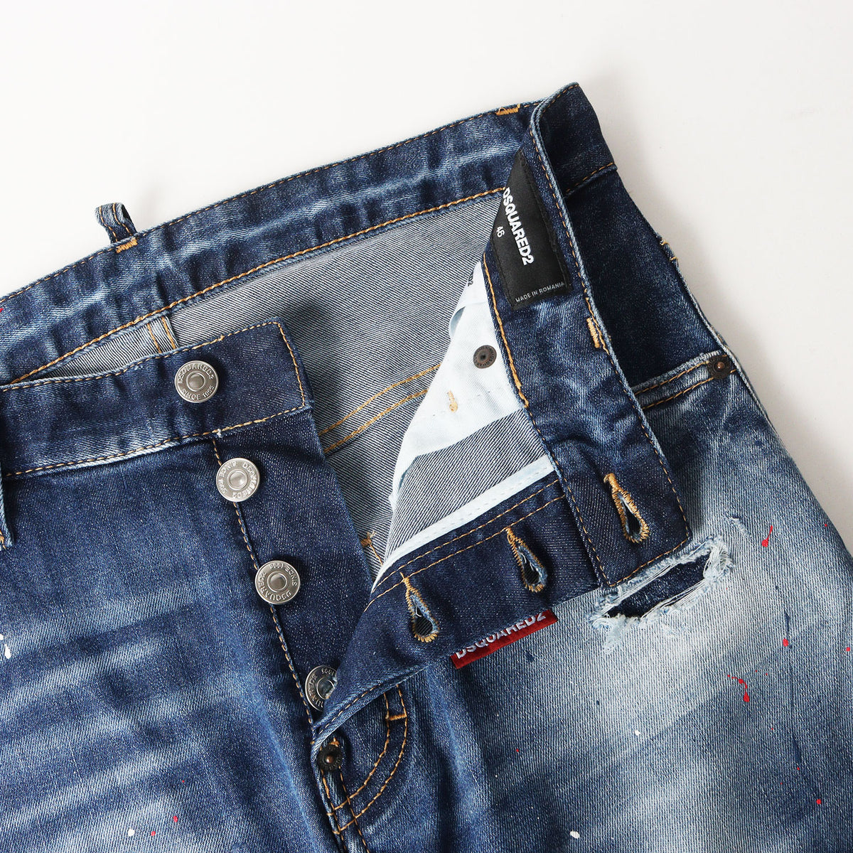 23SS クラッシュリペア ブリーチペイント加工 ストレッチ デニム スキニーパンツ (Super Twinky Jean)