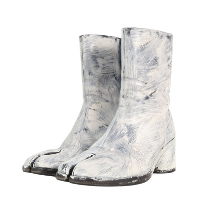 23AW ペンキ ペイント加工 アンクル タビブーツ (Tabi Ankle Boot Painted White) / ＭM22