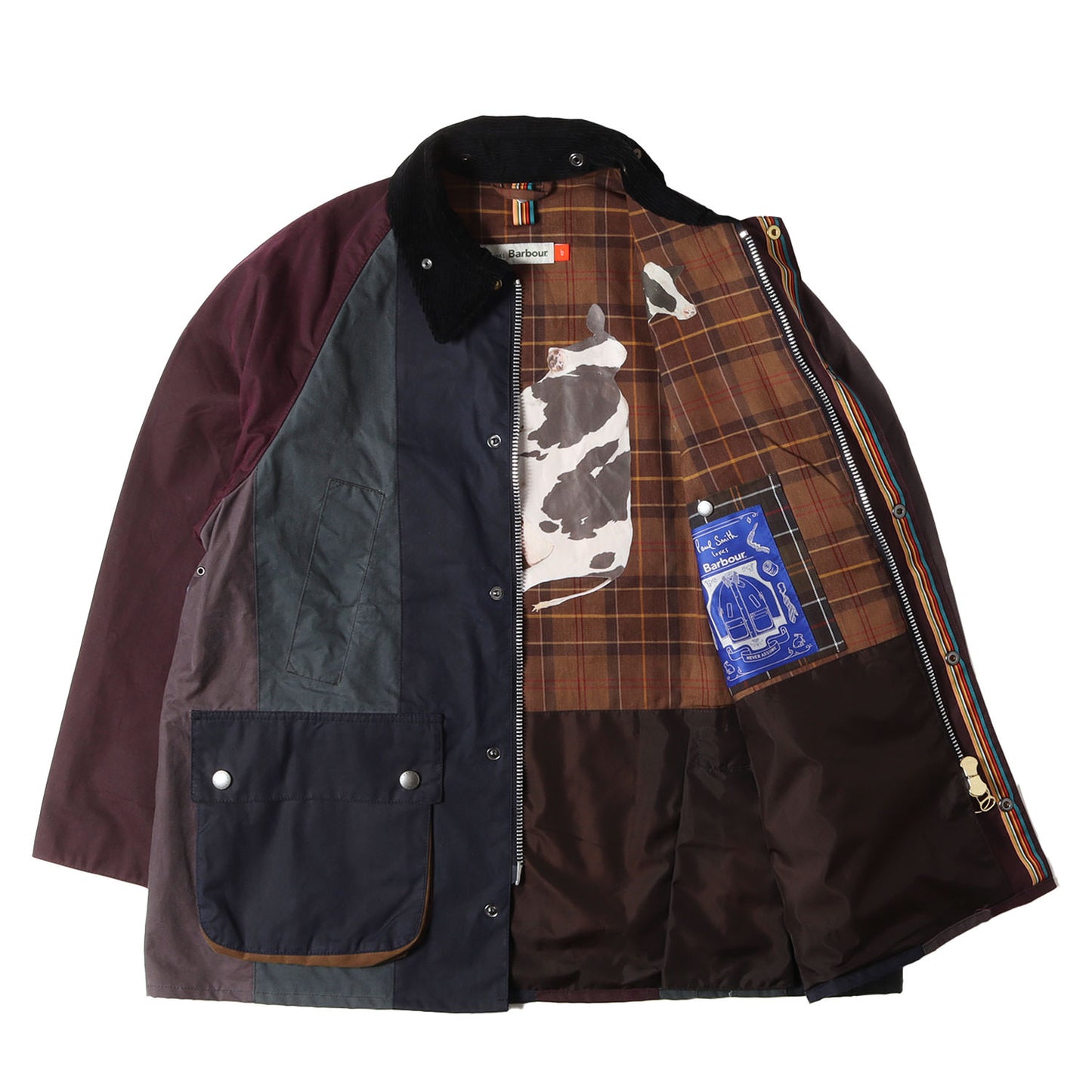 25AW ×Paul Smith 裏地カウプリント マルチストライプ オーバーサイズ ビデイル ジャケット (Oversized Bedale)