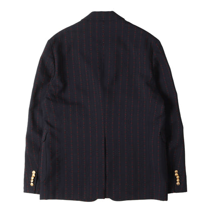 Gロゴストライプ 2B 金ボタン 紺ブレ ジャケット