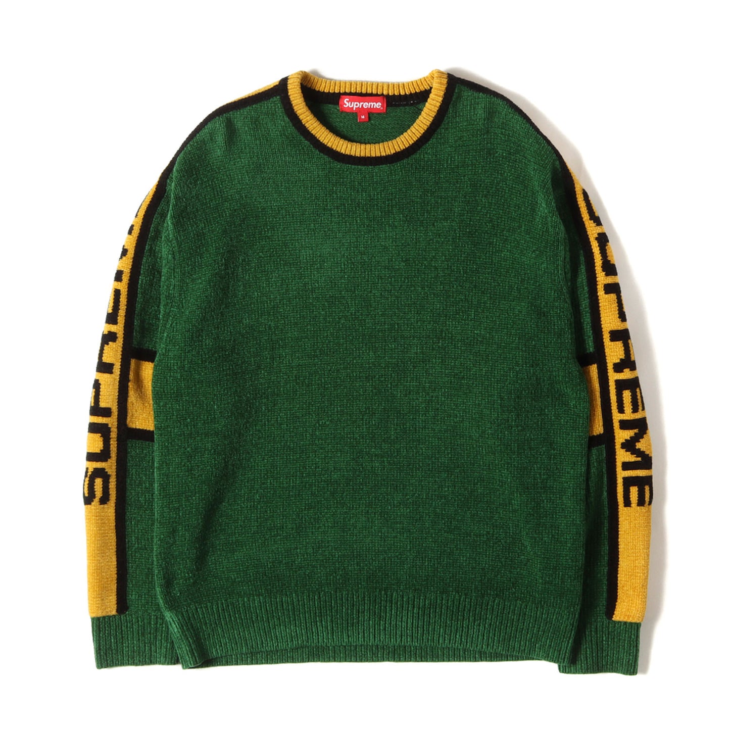 22AW アームロゴ ストライプ シェニール クルーネック ニット (Stripe Chemille Sweater)