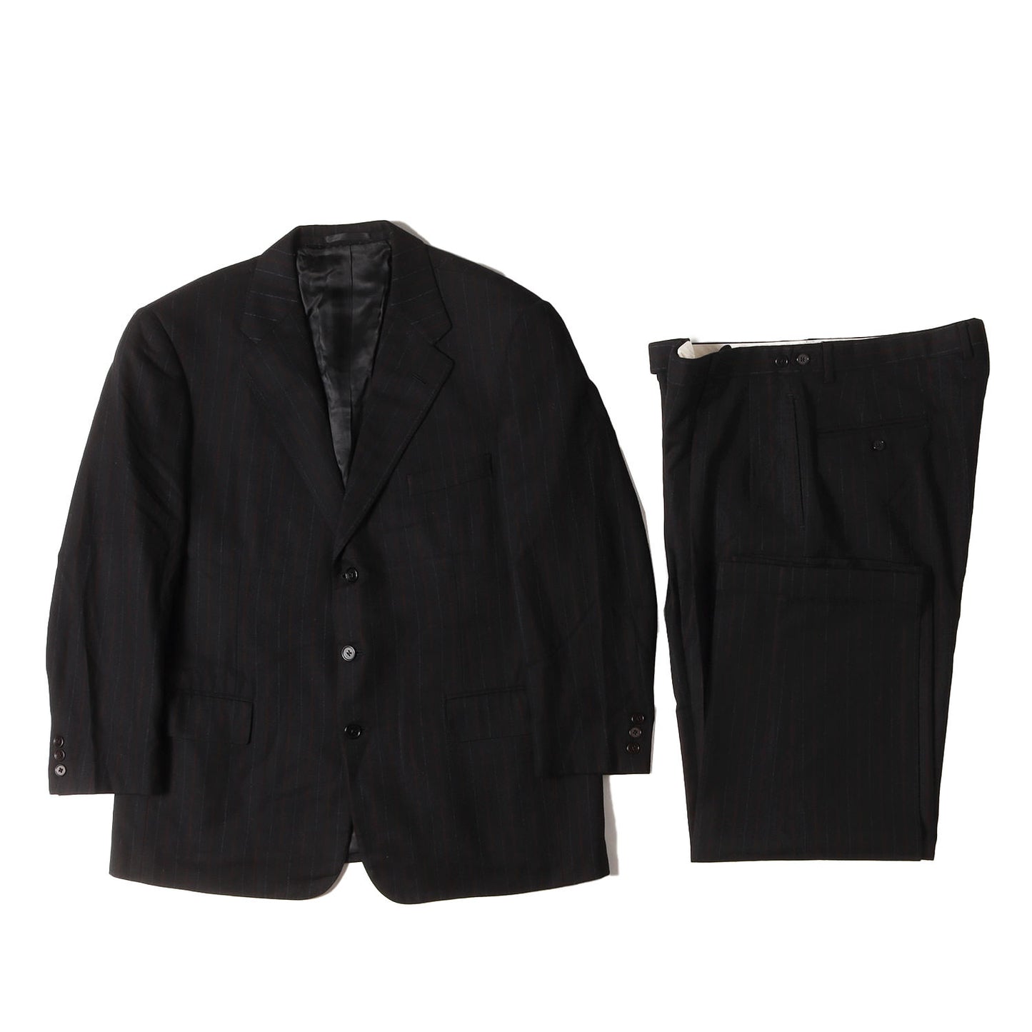 ピンストライプ ウール 3B テーラードジャケット スラックスパンツ セットアップ / PURPLE LABEL パープルレーベル