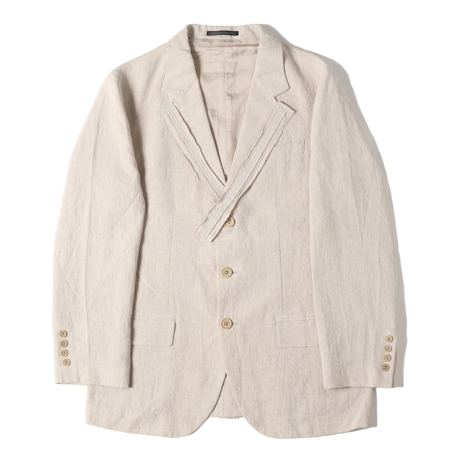 24SS デコレーション付き リネン ノッチドラペル 3B テーラードジャケット Y's for men