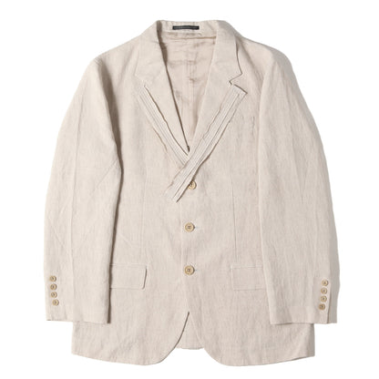 24SS デコレーション付き リネン ノッチドラペル 3B テーラードジャケット Y's for men