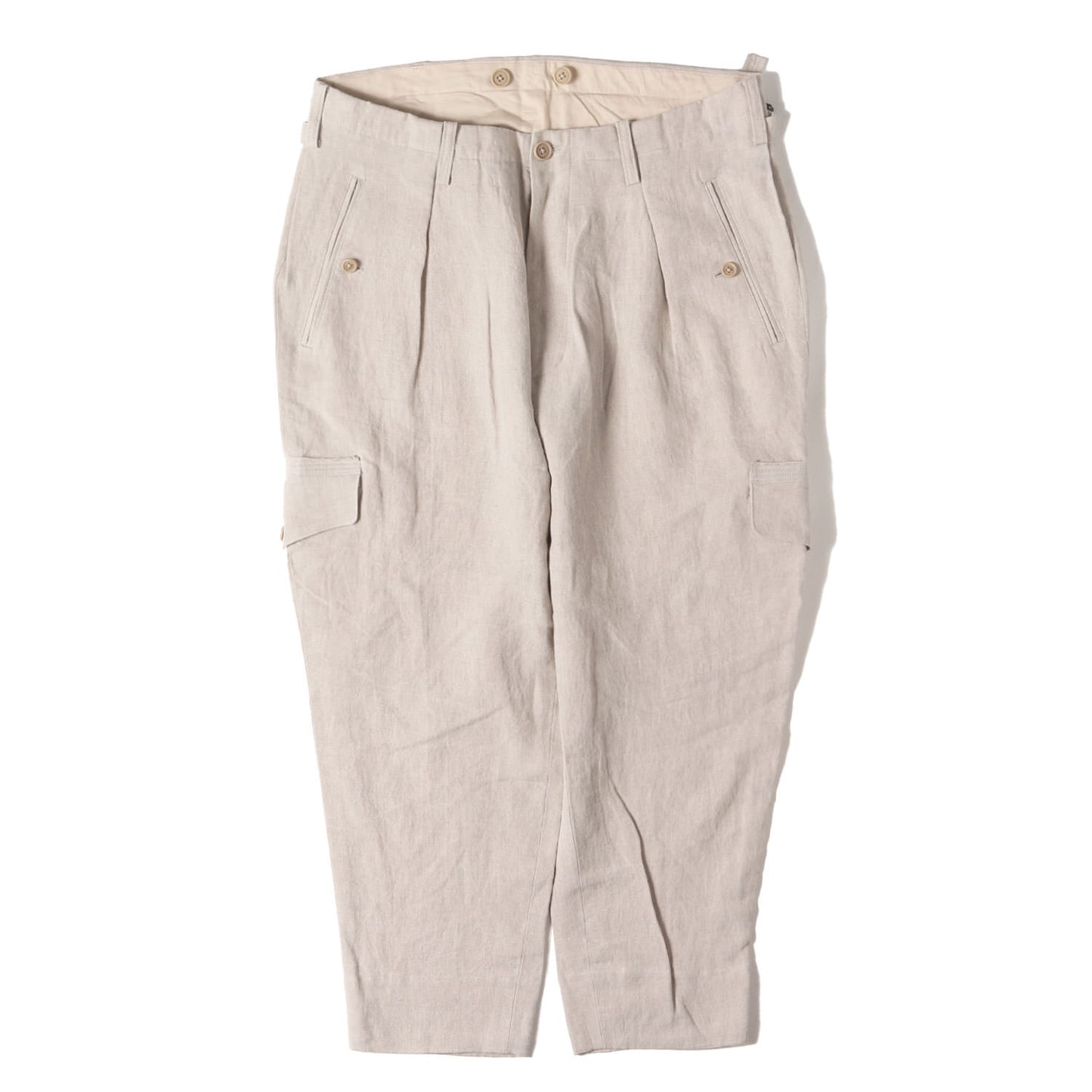 24SS リネン ワンタック サスペンダー カーゴ パンツ / Y's MS-P16-301