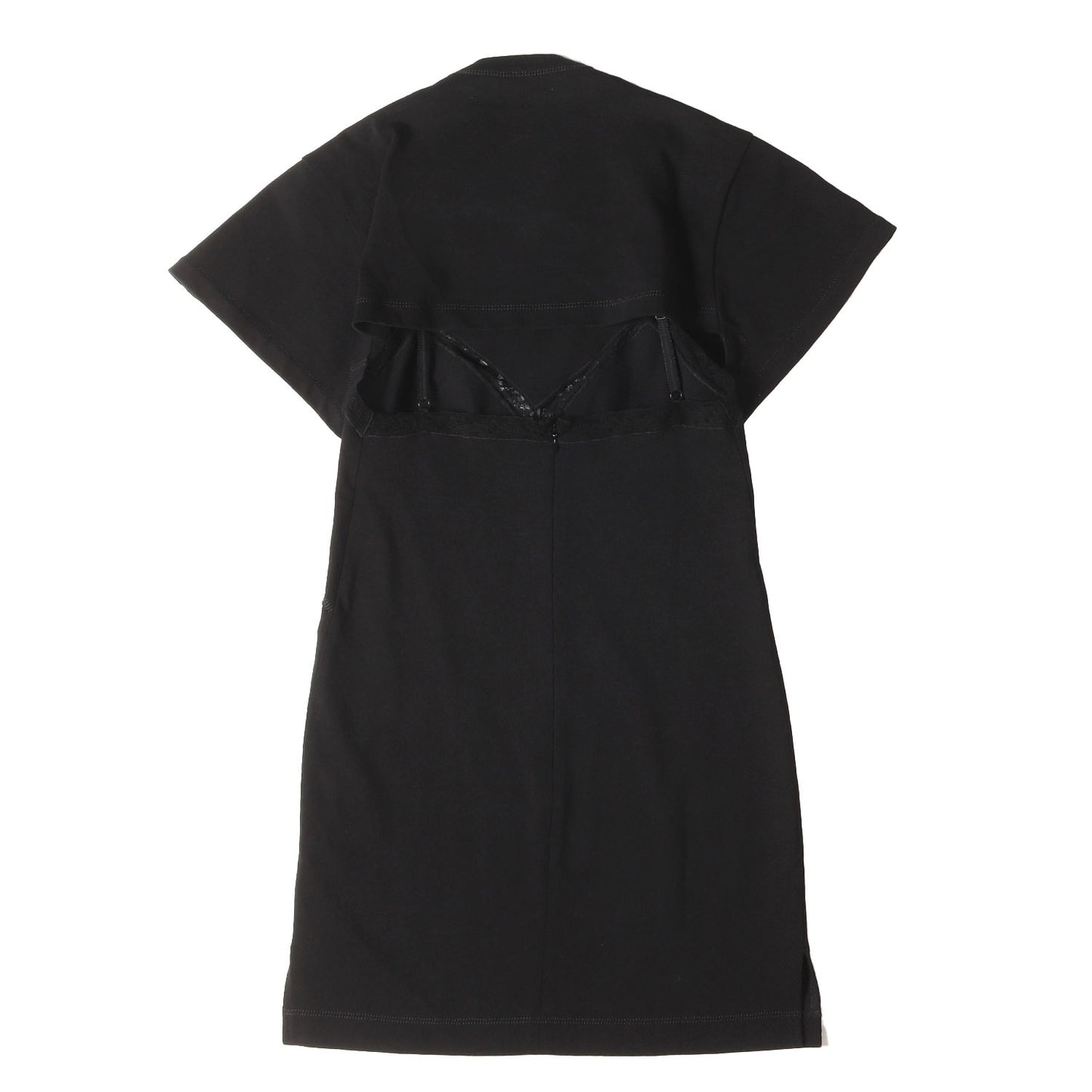 カットアウト レーストリム コットンジャージー ミニ ドレス ワンピース (Cutout Lace-trimmed Cotton-jersey Mini)