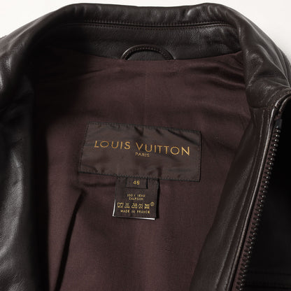 カーフレザー ニットリブ フルジップ ブルゾン