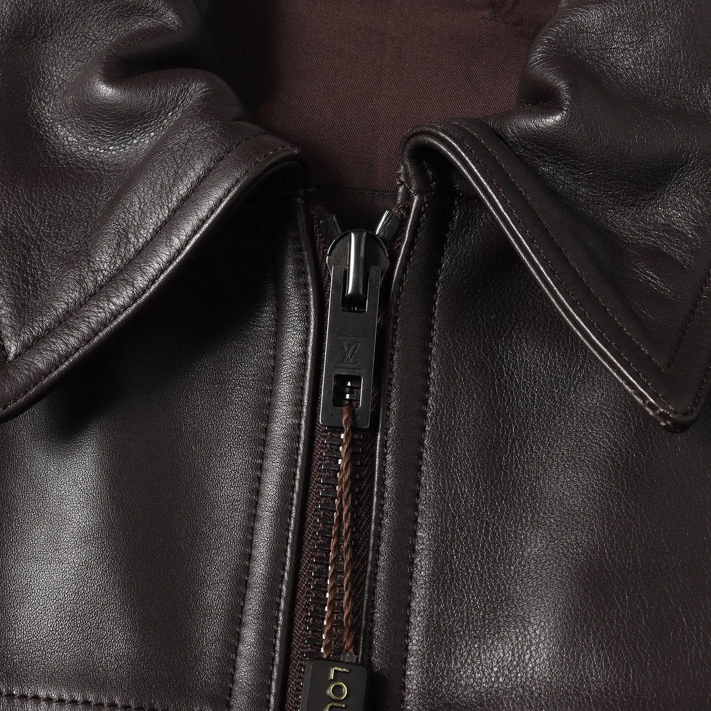 カーフレザー ニットリブ フルジップ ブルゾン