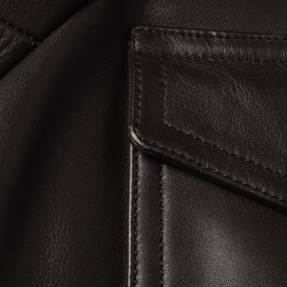 カーフレザー ニットリブ フルジップ ブルゾン