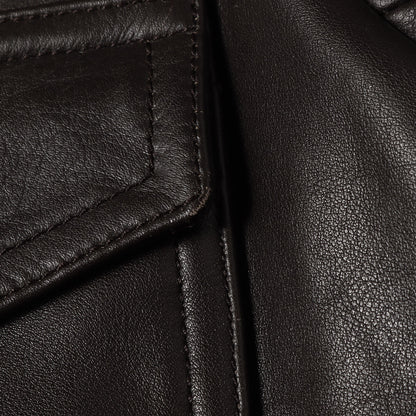 カーフレザー ニットリブ フルジップ ブルゾン