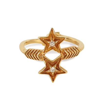 ダブル アロー ダブル シェリフ スター リング 18K Gold / Diamonds (Double Arrow Double Sheriff Star Ring)