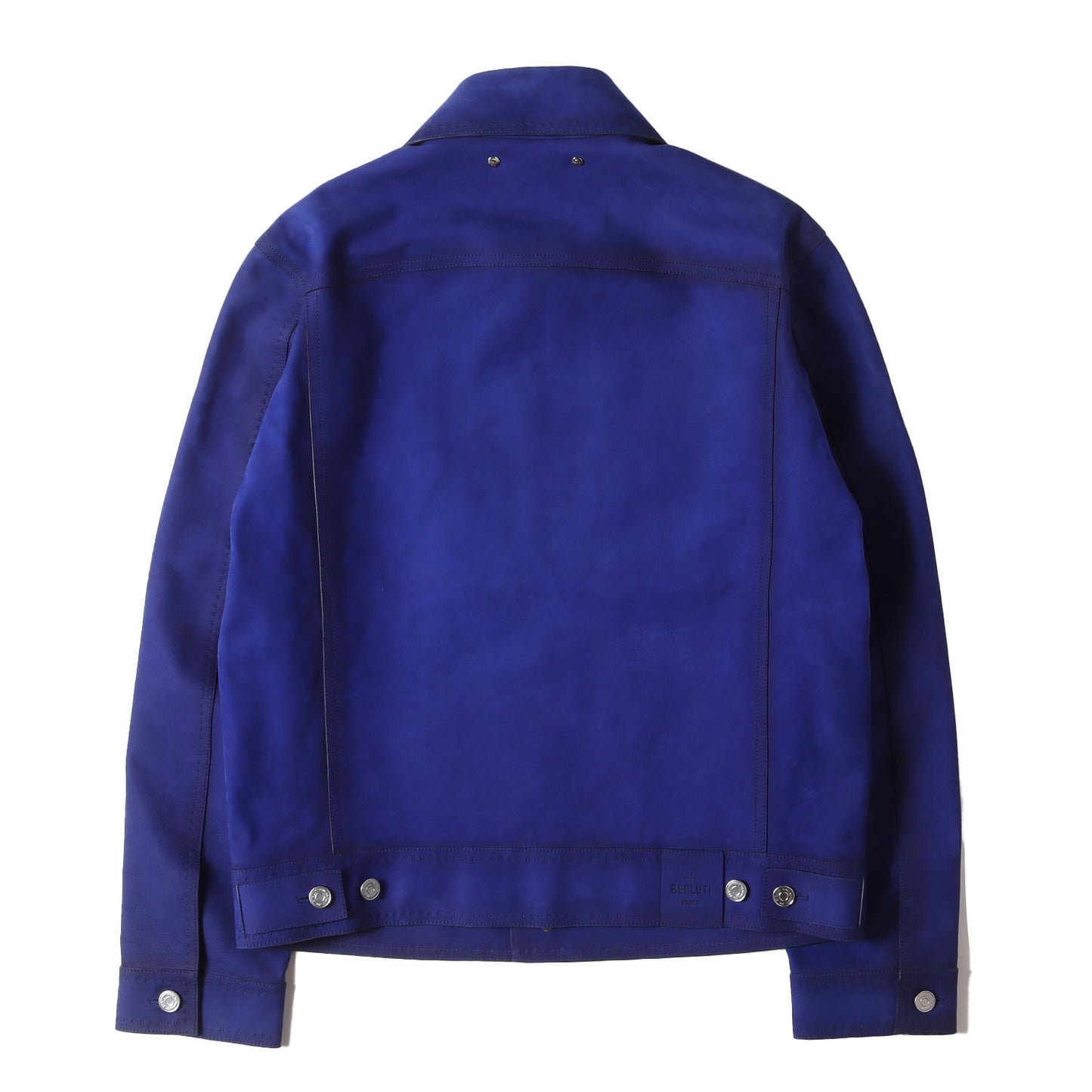 パティーヌ染め カーフレザー 3rdタイプ トラッカー ジャケット (Blue Patina Leather 3rd Trucker jacket)