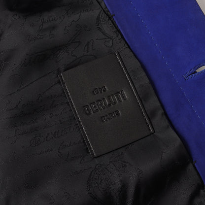 パティーヌ染め カーフレザー 3rdタイプ トラッカー ジャケット (Blue Patina Leather 3rd Trucker jacket)
