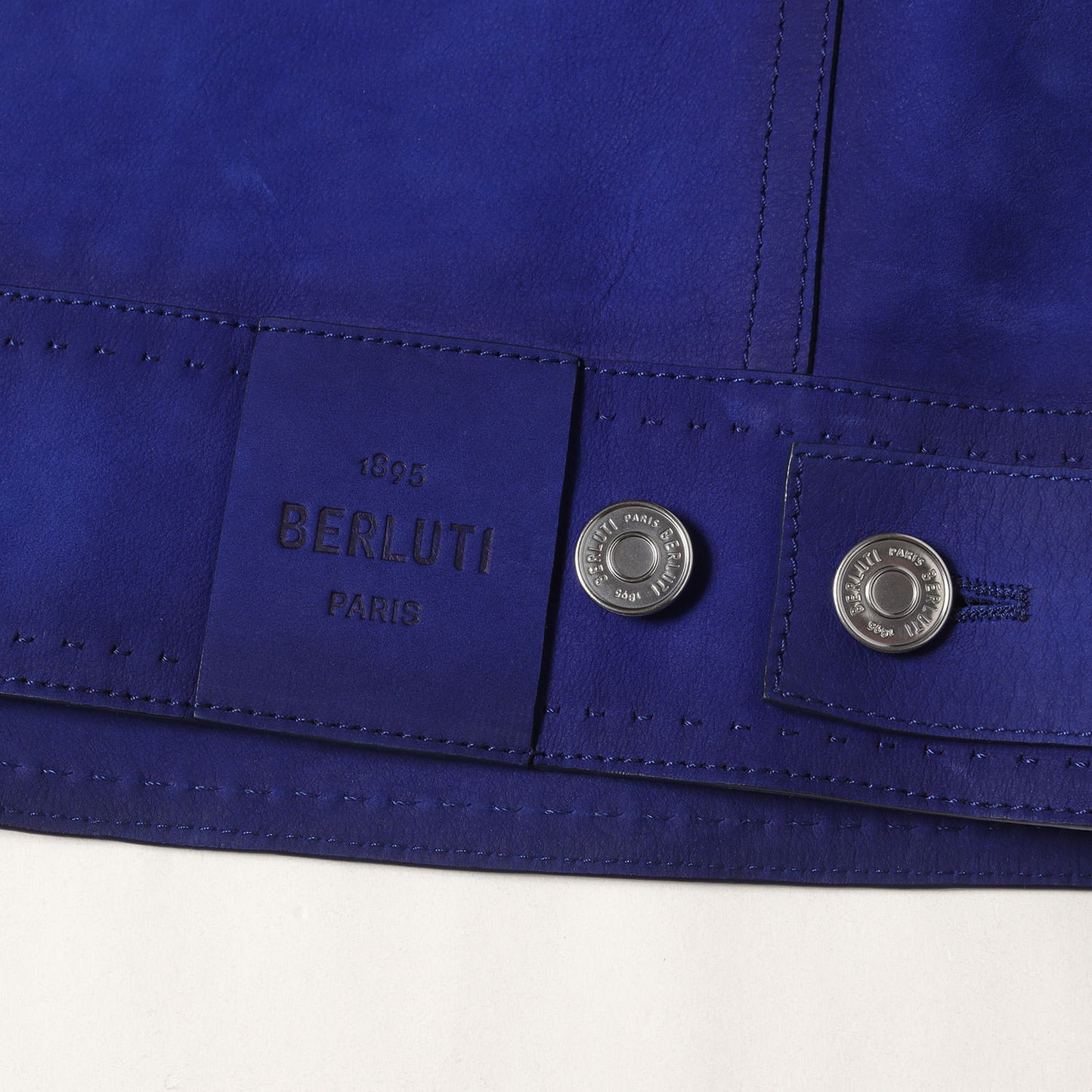 パティーヌ染め カーフレザー 3rdタイプ トラッカー ジャケット (Blue Patina Leather 3rd Trucker jacket)