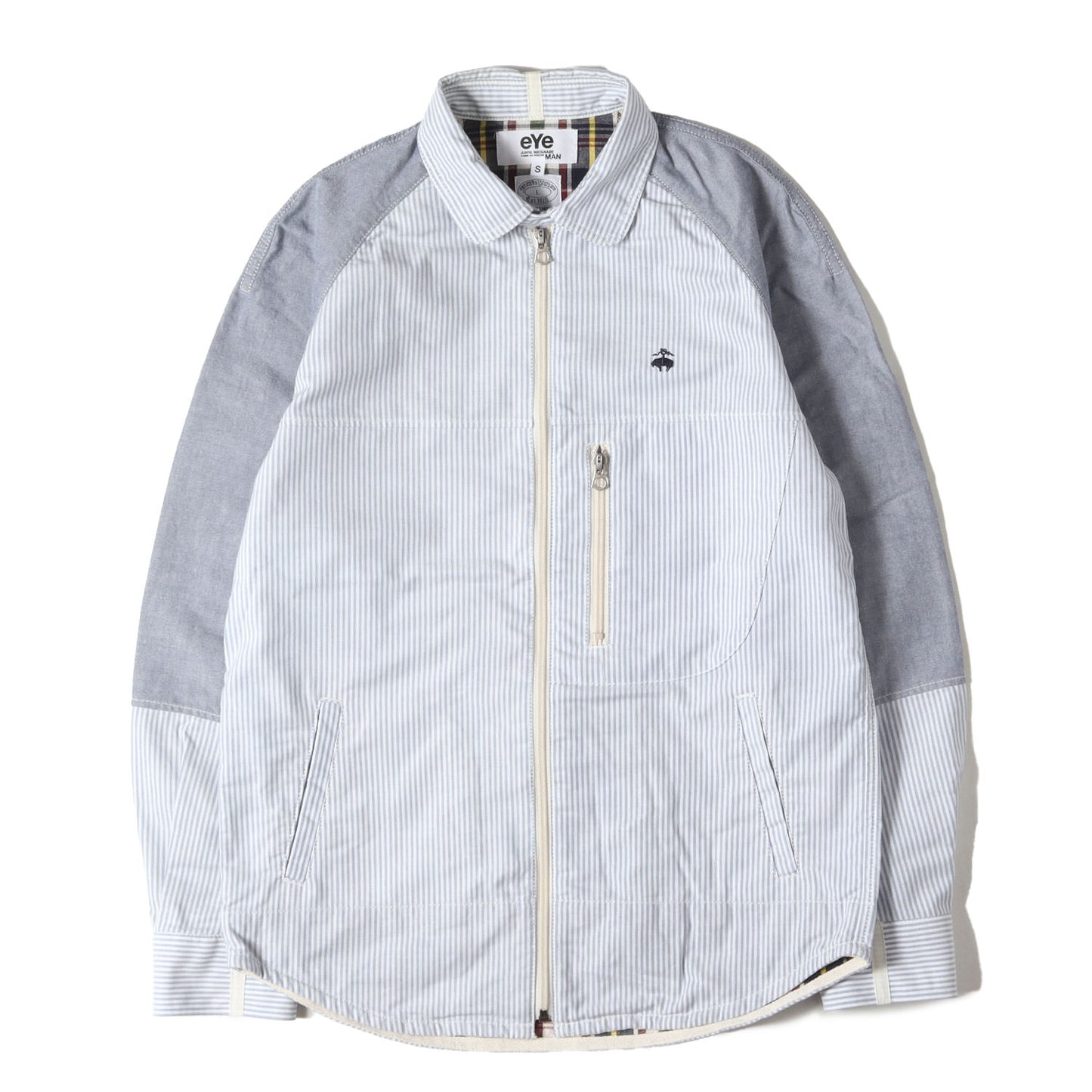 ×BROOKS BROTHERS チンスト付き OXストライプ×OXプレーン フルジップ シャツ 2019年製