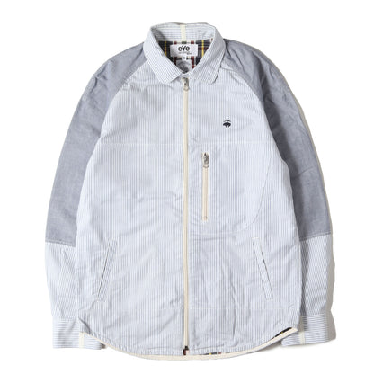 ×BROOKS BROTHERS チンスト付き OXストライプ×OXプレーン フルジップ シャツ 2019年製
