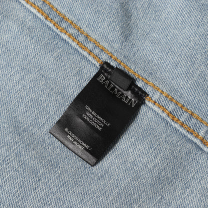 ヴィンテージ加工 ブランドロゴ刺繍 メタルボタン デニム トラッカージャケット