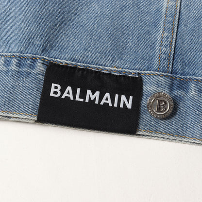 ヴィンテージ加工 ブランドロゴ刺繍 メタルボタン デニム トラッカージャケット