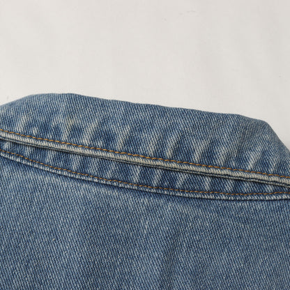 ヴィンテージ加工 ブランドロゴ刺繍 メタルボタン デニム トラッカージャケット