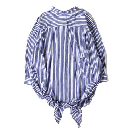 ブランドロゴ刺繍 腰巻き ストライプ オーバーサイズ ボタンシャツ (Crinkle Stripe Poplin Knotted Shirt)
