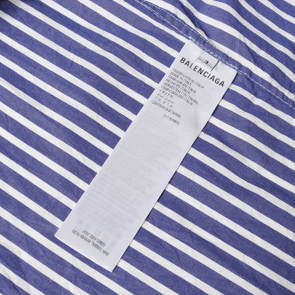 ブランドロゴ刺繍 腰巻き ストライプ オーバーサイズ ボタンシャツ (Crinkle Stripe Poplin Knotted Shirt)