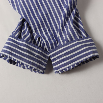 ブランドロゴ刺繍 腰巻き ストライプ オーバーサイズ ボタンシャツ (Crinkle Stripe Poplin Knotted Shirt)