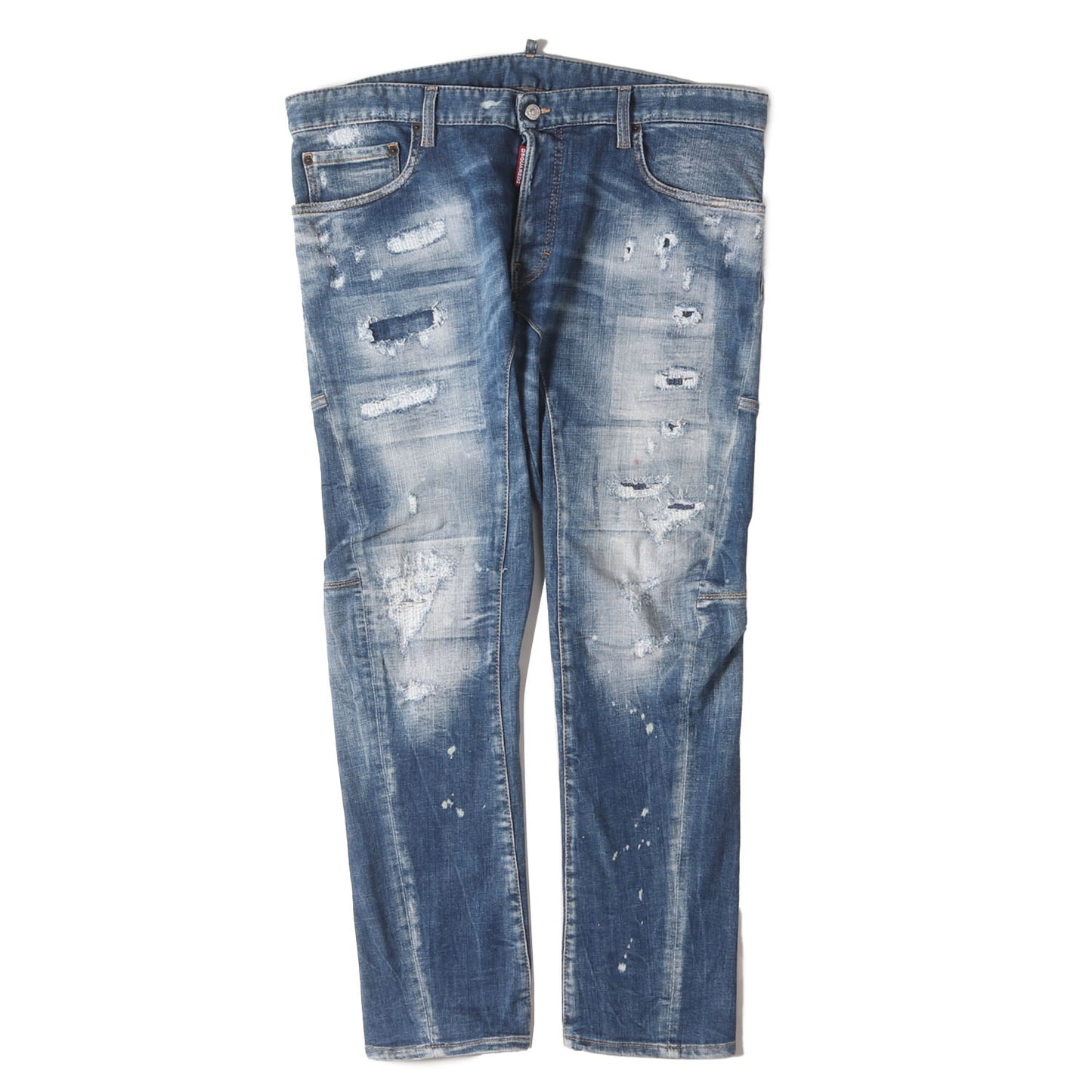 24SS ダメージリペア加工 立体裁断 ストレッチ バイカー デニムパンツ (TIDY BIKER JEAN)