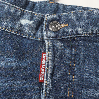 24SS ダメージリペア加工 立体裁断 ストレッチ バイカー デニムパンツ (TIDY BIKER JEAN)