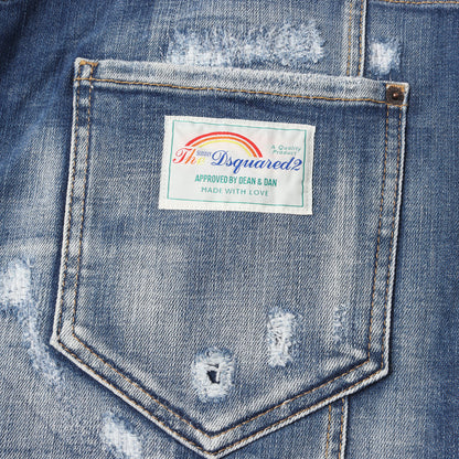 24SS ダメージリペア加工 立体裁断 ストレッチ バイカー デニムパンツ (TIDY BIKER JEAN)