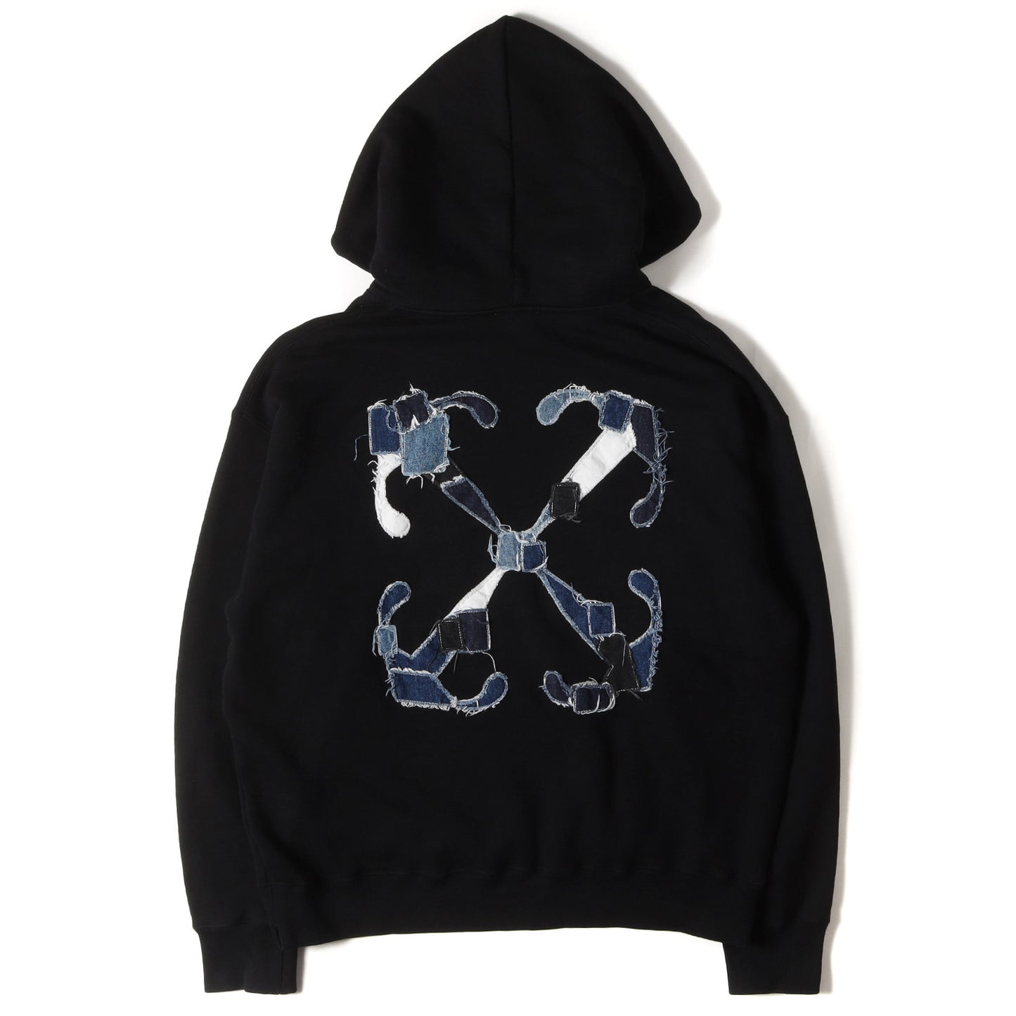 デニムパッチワークアロー オーバーサイズ スウェットパーカー (Boro Arrow Oversize Skate Hoodie)