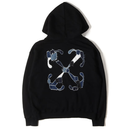 デニムパッチワークアロー オーバーサイズ スウェットパーカー (Boro Arrow Oversize Skate Hoodie)