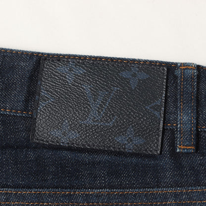 モノグラム レザーパッチ 5ポケット リジッド デニムパンツ 日本製