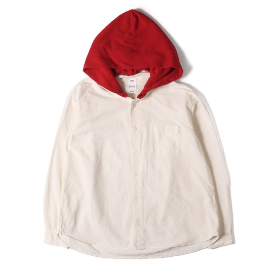 スウェットフード付き バンドカラー コットン ボタンシャツ (INGALL HOODIE SHIRT L/S)
