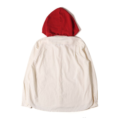 スウェットフード付き バンドカラー コットン ボタンシャツ (INGALL HOODIE SHIRT L/S)