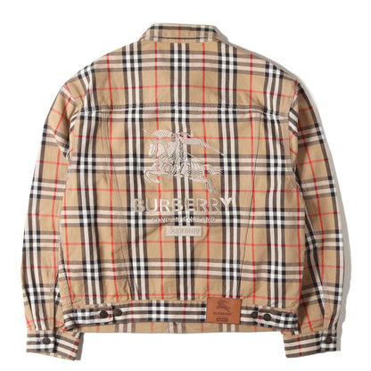 22SS ×BURBERRY ロゴ刺繍 ノバチェック デニム トラッカージャケット (Denim Trucker Jacket)