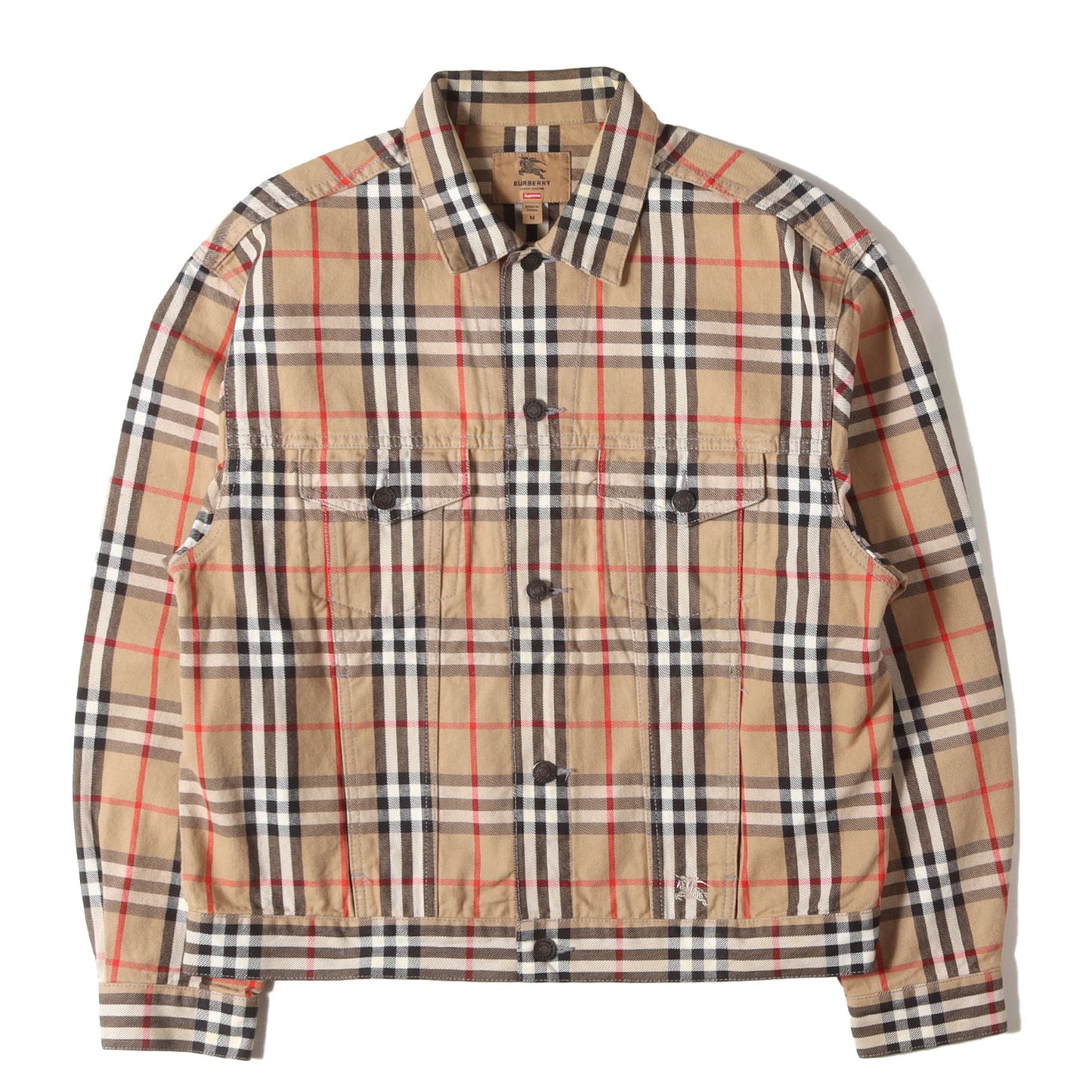 22SS ×BURBERRY ロゴ刺繍 ノバチェック デニム トラッカージャケット (Denim Trucker Jacket)