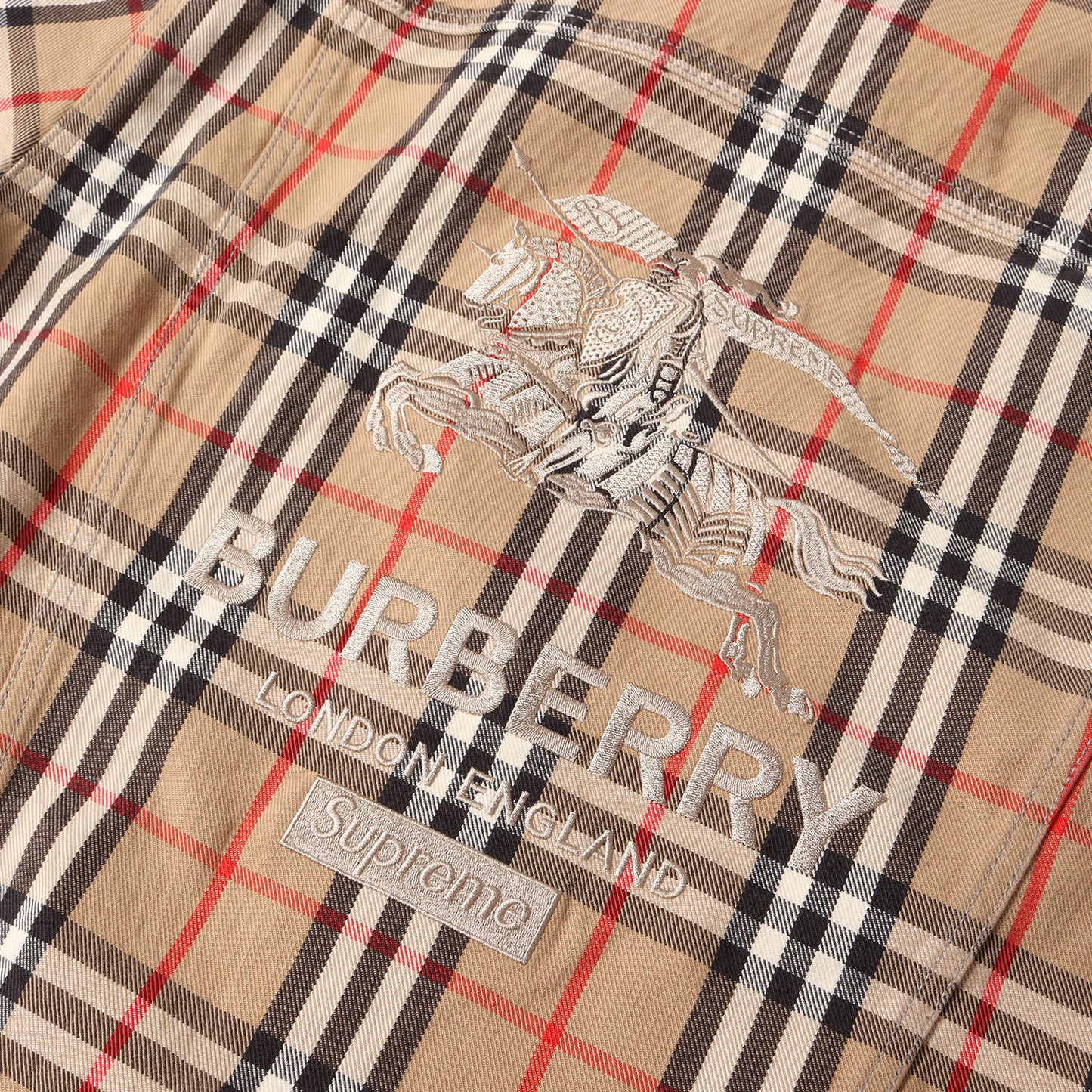 22SS ×BURBERRY ロゴ刺繍 ノバチェック デニム トラッカージャケット (Denim Trucker Jacket)