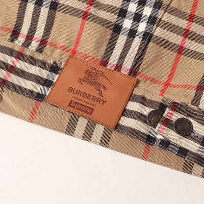 22SS ×BURBERRY ロゴ刺繍 ノバチェック デニム トラッカージャケット (Denim Trucker Jacket)