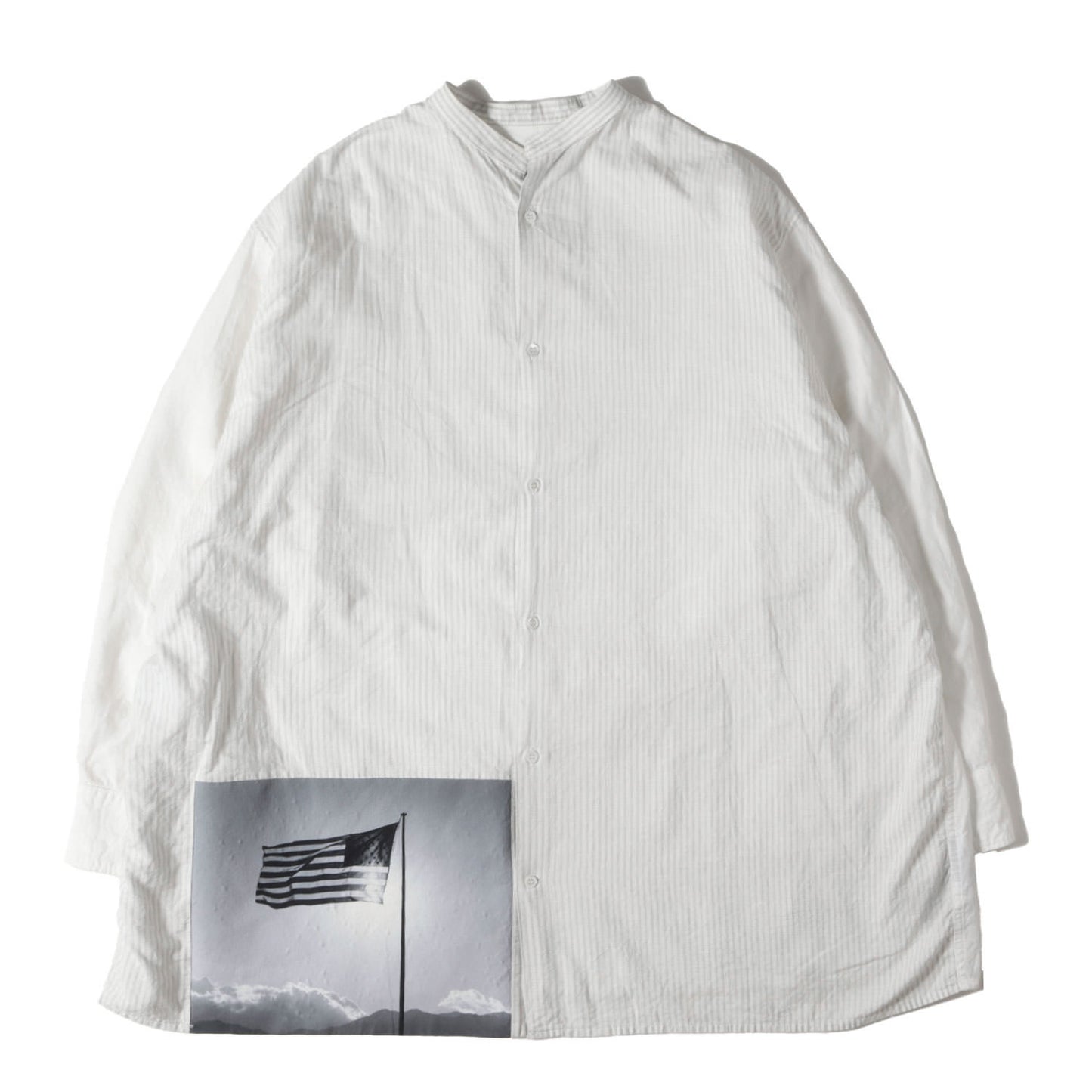 17SS ×ROBERT MAPPLETHORPE 転写フォト オーバーサイズ コットン バンドカラー ボタン シャツ